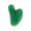 Rolo de jade em estoque, rolo massageador facial de cristal rosa de cabeça dupla, conjunto de raspador em formato de coração de jade para salão de beleza