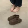 Zapatos Birkenstock de estilo coreano con punta cerrada para mujer para usar en exteriores, Nuevos estilos de zapatillas cálidas de algodón afelpado, Medias zapatillas Birkenstock de estilo perezoso para una pierna