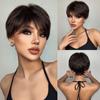 Moda Transfronteiriça Mais Vendida Verão Cabelo Curto Micro-ondulado Estilo Europeu e Americano Peruca Natural Feminina Bobo Redutor de Idade Cobertura Completa da Cabeça Cabelo