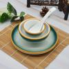 Conjunto de Tigela e Prato com Cor Sob Esmalte para Louça Desinfetada Cerâmica Panela Quente Configuração de Mesa de Restaurante com Impressão de Logo Estilo Minimalista Moderno