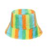 Moda Casual Transfronteiriça Amazon Japão e Coreia do Sul Chapéu de Pelo de Coelho Chapéu de Bacia Colorido Listrado Chapéu de Pescador Quente Tendência Feminina