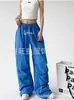 Pantalones Casuales Sueltos con Estampado de Letras de Colores para Chicas Europeas y Americanas Cintura Elástica Moda Deportiva Simple Pantalones de Pierna Ancha Tejidos
