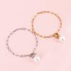 Conjunto de Joias Cassia Novo Aço Inoxidável Atacado Moda Europeia e Americana Simples Corrente Quadrada Colar de Pérolas Conjunto de Pulseira