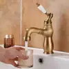Torneira Extensível Toda em Cobre Estilo Francês, Quente e Fria, Lavatório de Banheiro Vintage, Cuba de Bancada, Gabinete de Banheiro, Uso Doméstico, Estilo Antigo