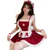 Mar de Flores Mar Diversão Lingerie Fofa Uniforme de Empregada Enfermeira Irmã Avental Franzido Vestido Estilo Puro Desejo A915