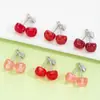 Pingente Acrílico Cereja Vermelha Artificial Estéreo DIY Acessórios Chaveiro Cereja Colorido Acessórios Pingente Cereja
