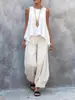 2026 Amazon Comercio Exterior Transfronterizo Europeo y Americano Verano Top sin Mangas Pantalones de Pierna Ancha Traje Casual para Mujer Temperamento Viaje