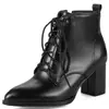Botas de Mujer para Otoño e Invierno Estilo Nuevo Cierre Frontal con Cordones Talla Grande Botines 40-48 Tallas Comercio Exterior Botas de Mujer Europeas y Americanas Punta Fina Z6