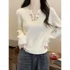 Elegante suéter de punto con cuello en V y manga larga para mujer, otoño e invierno, adelgazante y que favorece la figura, de longitud corta