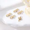 Espaciador de Cierre de Perlas de Doble Fila Chapado en Oro de 14K sobre Cobre con Incrustaciones de Circonitas Materiales para Joyería DIY Colgante Pulsera