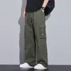 Calça de Primavera Larga com Estampa de Garça Masculina Reta Solta Marca Tendência Esportiva Lazer Calça Longa de Primavera Nova Primavera 2025
