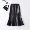 Saia Vintage de Pele de Ovelha com Botões para Mulheres, Nova Coleção Outono 2026, Saia Bodycon de Cintura Alta Slim-Fit, Saia Midi Emagrecedora de Peça Única
