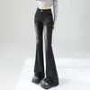 Jeans negros retro con lavado degradado y microcampana para mujer, nuevos pantalones bootcut ajustados y favorecedores para el verano de 2026