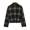Chaqueta Casual de Cuadros para Mujer Otoño e Invierno Manga Larga Holgada Casual Estilo Europeo y Americano Solapa Casual Botonadura Simple