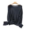 Viene con Huecos Ligeramente Transparentes y Acentos, Camiseta de Punto Versátil Casual de Verano con Protección Solar de Manga Larga para Mujer