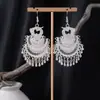 Pendientes Largos con Borlas de Imitación Plata Miao Estilo Étnico para Mujer, Mariposa Pavo Real Flor Pendientes Largos, Pendientes Estilo Bohemio para Fotografía de Viaje