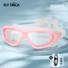 Gafas de Natación de Silicona, Marco Grande Electroplateado de Alta Definición, Antivaho, Impermeables, con Tapones para los Oídos Integrados, Gafas de Natación Unisex