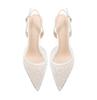 Sandalias de Tacón Alto Caladas con Lentejuelas Verano 2026 Seleccionadas Cuidadosamente para Mujer, Zapatos de Novia de Satén Blancos con Punta Fina y Tacones Altos