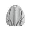 Nueva Camiseta de Otoño e Invierno 2025 para Hombre Casual 330g Peso Pesado Manga Larga Cuello Henley Forro Polar Cálido Camiseta Base