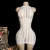 Comércio Exterior Transfronteiriço Estilo Europeu e Americano Lingerie Sexy Vestido Regata de Renda Preta Vestido Bodycon Transparente para Festas