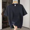 Camiseta de Algodão Penteado Pesado 200g de Manga Curta para Homem Verão Solta Versátil Cor Sólida Camada Base Top Roupa Masculina Em Estoque Atacado
