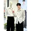 2026 Moda Transfronteriza Nuevo Estilo Cuello Solapa Unisex Color Sólido Camisa Estilo Chino Otoño Manga Larga Top de Gama Alta