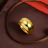 Nuevo Anillo de Oro Arena Vietnamita, Estilo Clásico Sencillo, Anillo Plano de Moda, Anillo Abierto Brillante, Joyería Versátil para Hombres y Mujeres