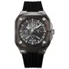 Relógio Masculino Transparente Moda Quadrado Vazado Fabricante Original Comércio Exterior High-End Casual Quartzo Silicone