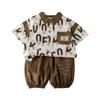 Camisa de verão de comércio exterior para meninos, conjunto de manga curta, shorts casuais para bebês, conjunto de duas peças, roupas de verão para crianças