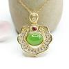 Colgante Ruyi de Jade Hetian Natural Jadeíta Jade Verde Espinaca Joyería Transmisión en Vivo Dropshipping S2050702