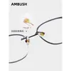 Gafas Ambush, Montura para Gafas de Miopía, Borde Negro, Estilo Artístico, Gafas sin Montura de Titanio Puro con Bordes Cortados para Mujer