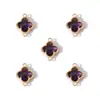 Colgante Geométrico de Trébol de Cuatro Hojas Doble Colgante Colorido con Pedrería Accesorios para Joyería DIY Pendiente Pulsera W502