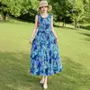 Vestido de Algodón y Seda de Alta Gama 2026 Nuevo Estilo para Mamás, Elegante y Noble Vestido sin Mangas tipo Tanque, Vestido Largo para Vacaciones en la Playa