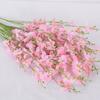 Flor artificial 5 hastes orquídea dançante orquídea amarela para centro de mesa de chão Phalaenopsis decoração de casamento casa fabricantes de decoração estoque