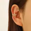 Personalidad Minimalista Ear Cuff Moda Geométrico Circonita Incrustada Pendientes sin Perforación Temperamento Estilo Frío x Clip para Oreja de Cruz Mujer