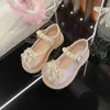 Sapatos de Cristal para Meninas Primavera e Outono Sapatos de Princesa para Crianças Nova Moda 2026 Sapatos de Couro para Meninas Strass Solado Macio Sapatos de Bebê
