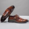 Amazon Aliexpress Zapatos de Cuero Casual con Cordones Estilo Británico Tallado de Punta Transpirables de Venta Caliente para Hombre 26026