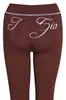 Conjunto de Chaqueta Corta con Capucha y Cremallera Estampado de Letras Ajustado y Pantalones Cross-Border I*Amgi con Diseño de Costuras Visibles