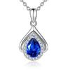 Colar com pingente de safira Yihua Design banhado a ouro 18K, corrente de clavícula em forma de coração, colar feminino de prata, presente de aniversário