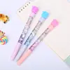 Caneta Gel de Estudante Desenho Animado com Ponta de Borracha Macia Criativa, Caneta de Areia Líquida de Fada, Papelaria Fofa para Estudo, Caneta à Base de Água com Glitter Preenchida com Óleo