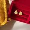 Brincos de cabaça dourada com gelo picado, brincos vintage estilo chinês novo, design de nicho, sensação elegante e de alta qualidade, novos brincos femininos