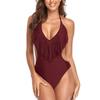 Traje de baño sexy de una pieza con flecos europeos y americanos transfronterizo, nailon, ajustado, sin espalda, hueco, para chica guapa, traje de baño de comercio exterior
