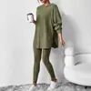 2026 Ropa de Otoño e Invierno para Mujer Transfronteriza Europea y Americana Conjunto Casual de Punto Acanalado con Sudadera con Capucha de Manga Larga Holgada