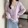 Moda Outono 2026 Estilo Coreano Novo Casaco de Tricô Cardigan Suéter Fresco e Simples para Mulheres Roupa de Outono