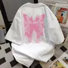 Camiseta de Manga Corta para Mujer con Diseño de Mariposa Graffiti Estampado de Letras 2026 Verano Nuevo Casual Holgada Cuello Redondo