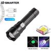 Lanterna de foco telescópica p50 nova transfronteiriça USB liga de alumínio recarregável luz forte ao ar livre camping lanterna de autodefesa