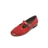 Sapatos Mary Jane de couro confortáveis com sola macia, moda de nicho de 2 cm, novo modelo de verão 2026, bico redondo, plataforma baixa, com tira em T