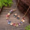 Nuevo collar con pendientes de flores redondas esmaltadas transfronterizos, ideal para mujer, de alta gama.