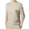 Bestseller de transmisión en vivo: Sudadera de manga larga y cuello redondo con un look sofisticado, una nueva colección de otoño para hombre, estilo coreano, moderna y versátil, camiseta básica
