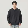 Sudadera de hombre con cuello Henry, ajuste holgado para primavera y otoño, top casual de manga larga, camisa de punto minimalista de alta gama para capas